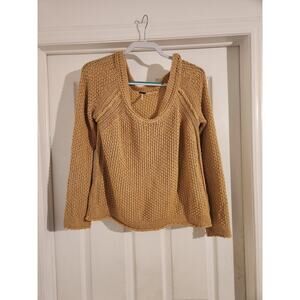 Free People Women's Cable Knit Sweater Brown M